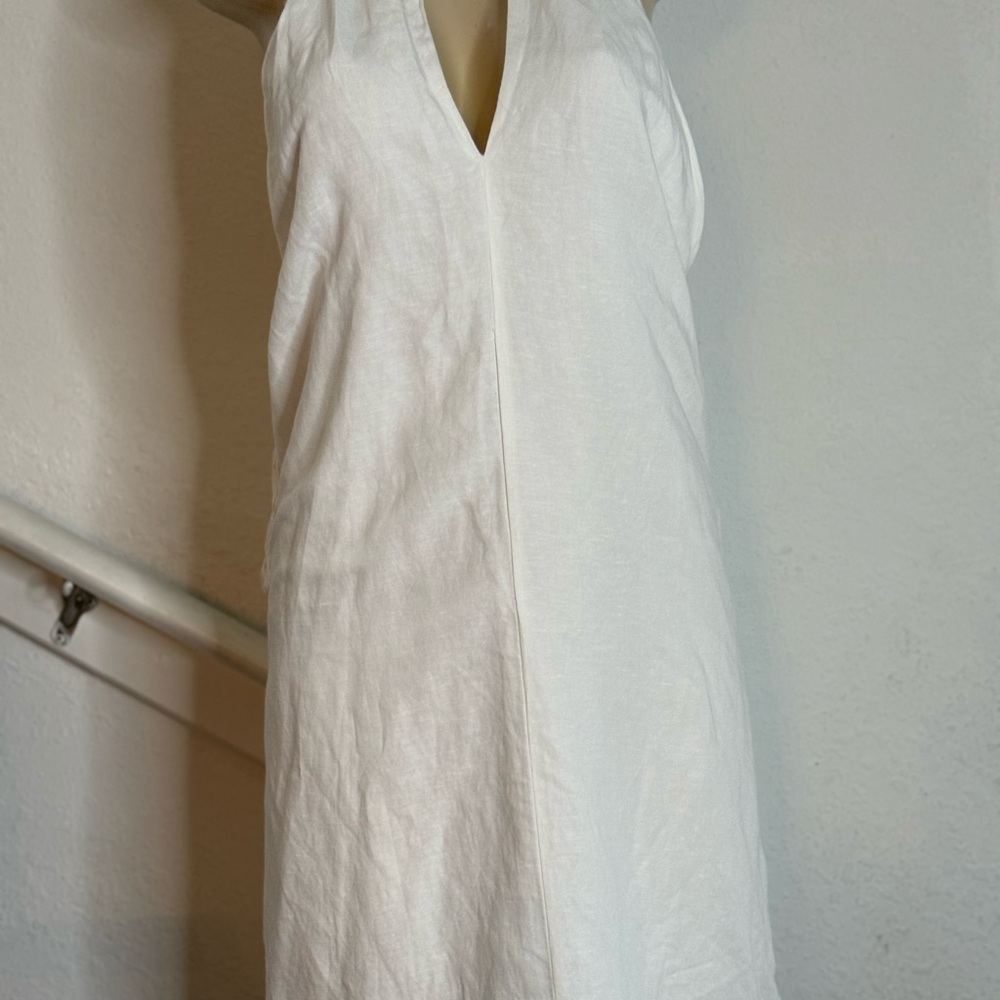 Elegant White Halter Dress linen backless